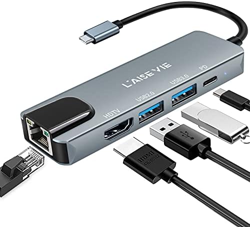 Unlock Ultimate Connectivity with Our 5-in-1 USB C Hub | 4 K HDMI Adapter with Ethernet & 100 W Power Delivery | Fast Data Transfer with Dual USB 3.0 & 2.0 Ports | Ideal for Mac Book Pro, Chromebook, and XPS Users | Compact & Durable Design for On-the-Go Productivity