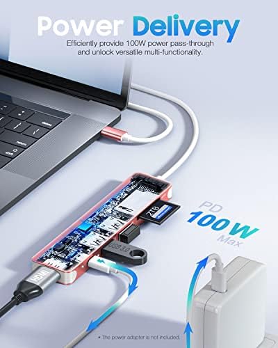 Unlock Seamless Connectivity with the Hiearcool 7-in-1 USB C Hub Adapter – High-Speed USB 3.0, 4 K HDMI Output, and 100 W Power Delivery for Mac Book Pro and Type C Devices – Your Ultimate Multi-Port Solution for Enhanced Productivity and Effortless Data Transfer