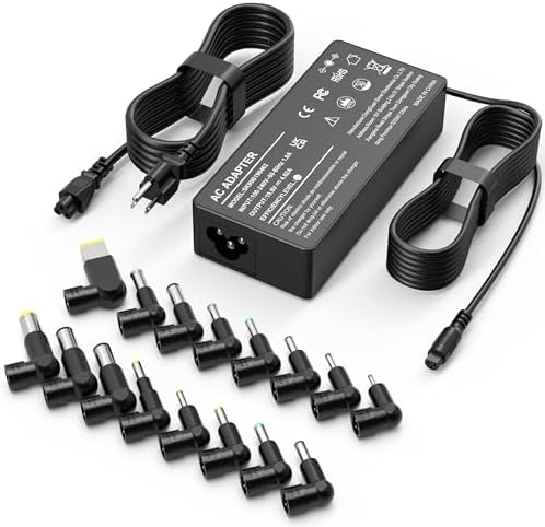 90 W Universal Laptop Charger with 16 Tips – Fast Charging AC Adapter for HP, Dell, Lenovo, Acer, Asus, Toshiba, and More – Global Compatibility 100-240 V Input – Ideal for Notebooks, Ultrabooks, and Chromebooks – Enhanced Power Delivery and Reliability