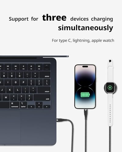 Effortless Charging Solutions: SUPERV 3-in-1 Multi Charging Cable – 4 ft USB C, Lightning & Micro USB Fast Charging Cord for i Phone 16/15 & Galaxy 24/23 – Durable, Tangle-Free Design with Universal Compatibility for All Devices – Maximize Portability & Simplify Your Power Needs