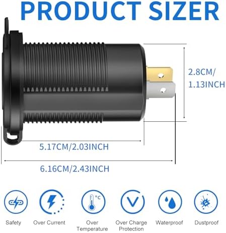 High-Speed 2 Pack Dual PD 30 W USB-C & Quick Charge 3.0 12 V Waterproof Car Charger Socket – Multiport Power Solution for Cars, Boats, RVs & ATVs with Built-in Power Switch for Enhanced Energy Efficiency