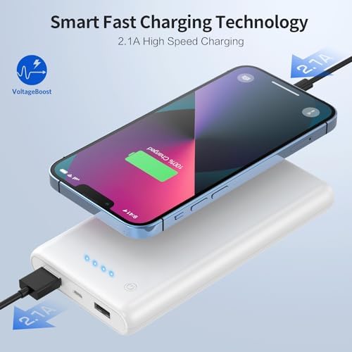 Ultra-High Capacity 40,800 m Ah Power Bank with 25 W Fast Charging – Dual Built-in Cables & 5 Outputs for Quick Device Charging – Compatible with i Phone 16/15 & Android – Sleek Blue Portable Charger for On-the-Go Power Solutions