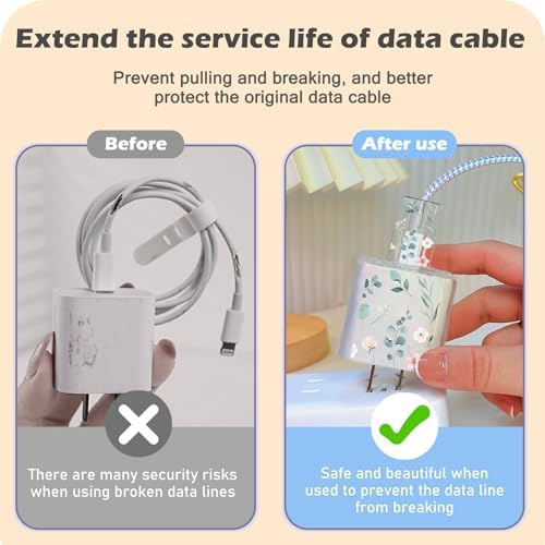 Charming Flower Butterfly Cable Protector for i Phone Chargers – Stylish Bright Blue Data Cable Saver for i Phone 11, 12, 13, 14 Pro Max, XS, XR, X, 7 & 8 Plus – Durable Cord Shield Enhancing Lifespan & Connection Reliability – Perfect i Phone Charger Accessory for Everyday Use