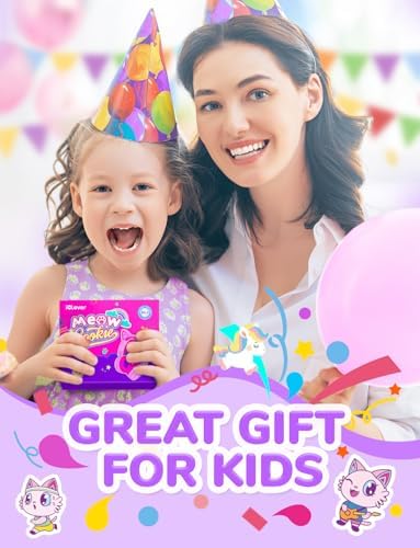 i Clever Kids Bluetooth Headphones with Illuminated Cat Ears – 60-Hour Battery Life, Rapid USB-C Charging, Adjustable Safe Volume Control (74/85 d B) for Toddlers – Ideal for i Pads, Tablets, and Travel in Fun Meow Cookies-Purple – Stylish, Safe, and Resilient for Young Audiophiles