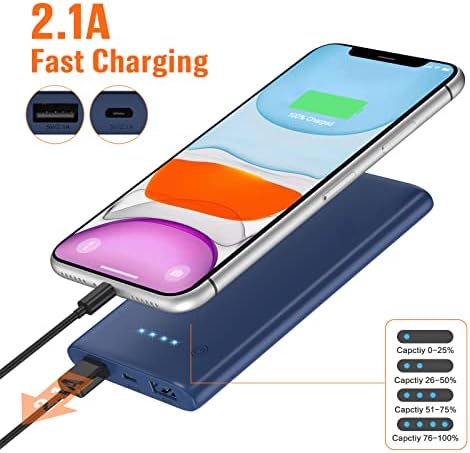 Ultra-Slim 10000 m Ah Portable Power Bank – Dual USB Outputs & USB-C Input, Compact External Charger for i Phone 12/13, Samsung S20, Tablets – Stylish Black and Red Design for Maximum Portability and Enhanced Device Compatibility