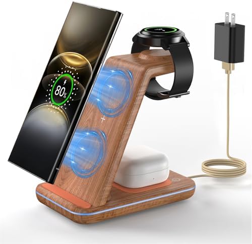 Revolutionize Your Charging Routine with the Joy Geek 3-in-1 Wireless Charger Station for Samsung Devices – Fast Charging Dock for Galaxy Watch7 Pro/4/3/Active2/1, S24/S23 Ultra/S22/S21/S20/Note 20, Z Fold & Flip, and Buds 3 Pro – Enhanced Compatibility, Sleek Design, and Built-in Safety Features for Efficient Power Management