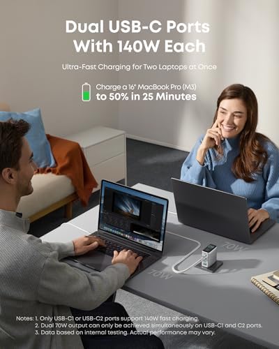 Anker 140 W Ga N Multi-Device Fast Charger – Quad-Port USB-C Rapid Charging Hub for Mac Book, i Phone 16, Samsung Galaxy & Pixel – Advanced Active Shield 2.0 Safety System – High-Definition Display for Real-Time Charging Insights – Ultimate Convenience for Tech Enthusiasts