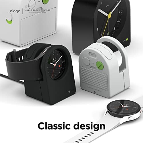 elago GWT3 Charging Dock for Samsung Galaxy Watch 8/8 Classic, 7/Ultra, 6/6 Classic, 5/5 Pro – Stylish Black Stand with Classic Clock Design for Enhanced Charging Efficiency and Desk Organization – No Cable Included – Perfect Smartwatch Accessory for Home and Office