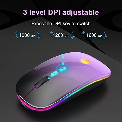 Upgrade Your Workflow with the CC Store LED Wireless Mouse – Dual Connection Modes (Bluetooth & 2.4 GHz), Ultra-Silent Rechargeable Design, Adjustable DPI Settings for Precision, Ergonomic Slim Profile, USB-C Adapter Included – Perfect for Laptops, Mac Books, PCs, Tablets, and i Pads (Black-Red)