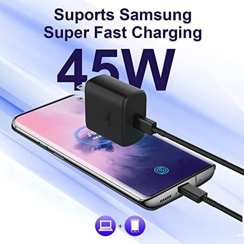 Dual 45 W USB-C Fast Charger Set for Samsung Devices – Super Speed Charging for Galaxy S23 Ultra/S23/S22/Note 20 & More – Optimal Power Delivery with PPS Technology – Ideal for Home, Office & Travel