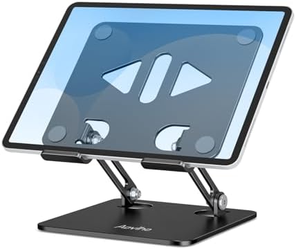 Versatile Adjustable Aluminum Tablet Stand Holder – Foldable and Lightweight Desktop Mount for i Pad Pro 12.9, i Pad Air, Mini, Samsung Galaxy Tabs, and Kindle Fire (4-12 inch) – Enhanced Stability and Comfort for Optimal Viewing Experience in Purple