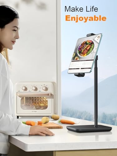 Tounee 360-Degree Ergonomic Tablet Stand – Ultimate Adjustable Desk Holder for i Pad Pro 12.9, Surface Pro & All 4.7-15.6″ Devices – Sturdy Clamp Design in Sleek Black for Enhanced Comfort and Productivity