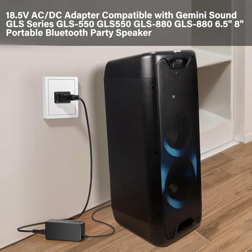 Gemini Sound GLS Series 18.5 V AC Adapter Charger – High-Efficiency Power Supply for GLS-550 & GLS-880 Bluetooth Speakers – Fast, Reliable Charging for Enhanced Audio Performance on the Go – Compact Design for Unmatched Portability and Durability