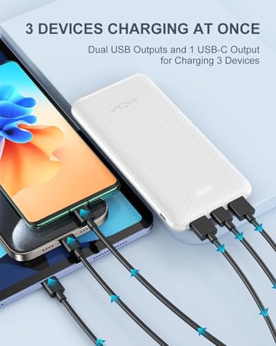 Ultra-Slim 10000 m Ah Power Bank – Fast Charging USB-C Portable Charger for i Phone 15/14/13/12, Galaxy S24/S23/S22, i Pad, Pixel – Lightweight External Battery Pack for On-the-Go Charging Solutions