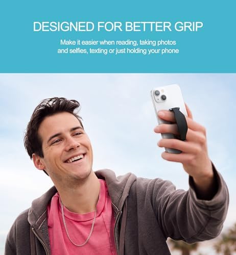 SURITCH 2-in-1 Silicone Phone Grip and Kickstand Holder – Universal Finger Loop Strap for Superior Stability and Comfort, Compatible with i Phone, Samsung, and Most Cases, 3.15″ Black – Premium Drop Protection and Effortless Hands-Free Viewing Solution