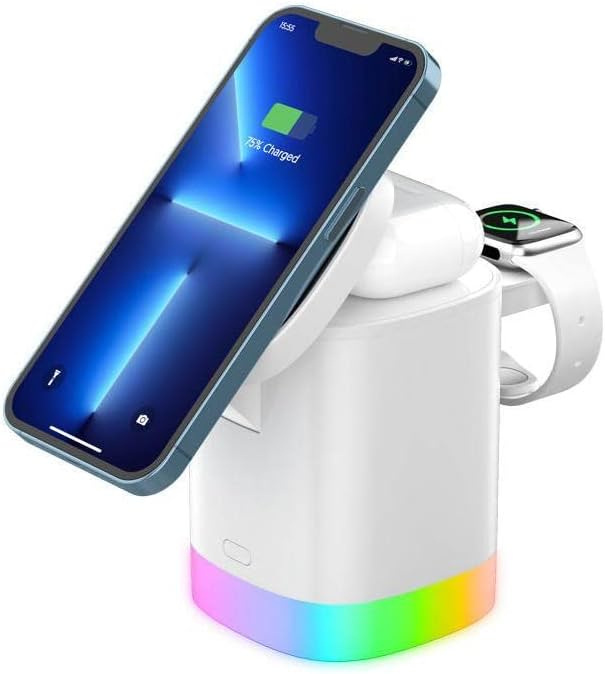 Revolutionary 3-in-1 Wireless Charging Station with QC3.0 Fast Charge Technology – Compact Black Cube for i Phones, Smartwatches, and Earbuds with Intelligent Overheat Protection and Anti-Slip Design for Effortless Home and Office Integration