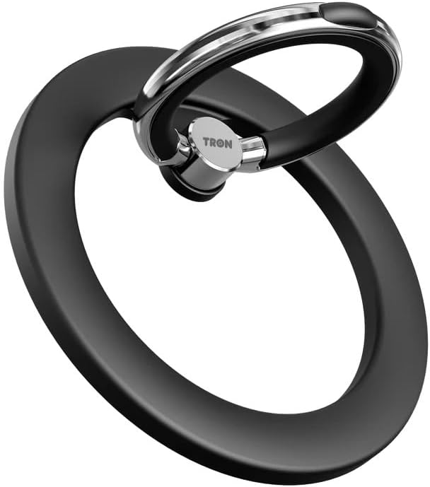Tron Magnetic Ring Holder: Ultimate Mag Safe Grip for i Phone 16, 15 Pro, 14 Plus, 13, 12 Pro Max – One-Handed Convenience with Robust Magnetic Security – Sleek Black Design for Everyday Use – Lightweight & Effortless Installation for On-the-Go Lifestyle – Durable Smartphone Accessory for Enhanced Usability