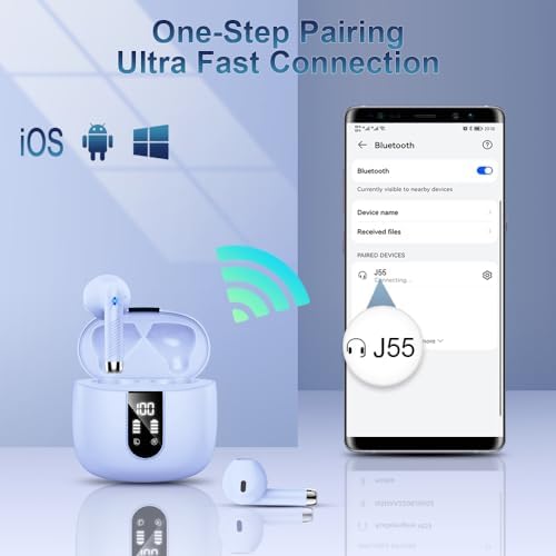 Ultimate Freedom: 2024 Bluetooth V5.4 Noise Cancelling Wireless Earbuds with IP7 Waterproofing, 40-Hour Battery Life, Dual LED Display, and Enhanced Call Clarity for Android/i OS – Chic Green Design for Active Lifestyle