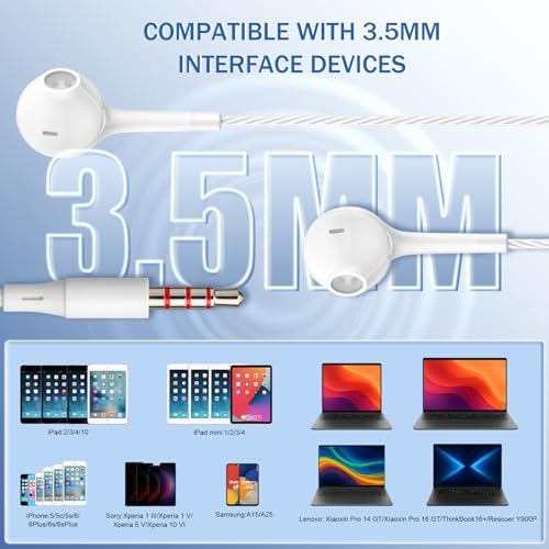 Premium Wired Earbuds Headphones with Microphone – Pack of 5 Noise-Isolating Earphones for Heavy Bass Audio, Compatible with Android, Smartphones, Laptops, and MP3 Devices – Tangle-Free Design for Ultimate Comfort and Clarity