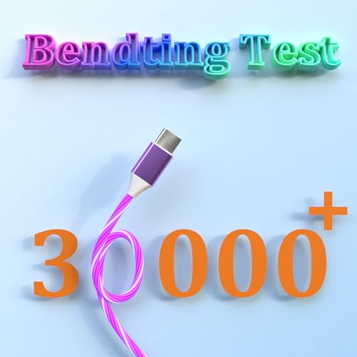 Illuminate Your Charging: 2-Pack LED USB A to C Charger Cable – Vibrant Light-Up Type C Cord for i Phone 15, Samsung Galaxy S21/S20/S10/S9/S8, Note 20, LG V30/V20/G6 – 78-Inch Durable Fast Charging Solution in Purple & Green