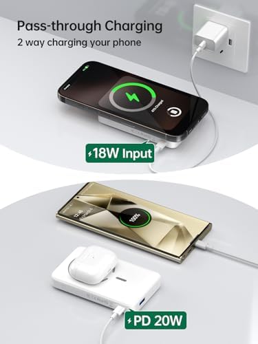 Magnetic 2-in-1 Wireless Portable Charger for Apple Watch & i Phone – 12000 m Ah Fast Charging Power Bank with 20 W Output for i Phone 16/15/14/13/12 & All Apple Watch Series – Compact Travel Essential in Pink – Charge 4 Devices Simultaneously with Advanced Safety Features