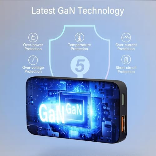 Compact Dual-Port 45 W USB C Power Adapter | Ultra-Slim Ga N Technology Fast Charger with 3.28 ft Cable for Laptops, Tablets, and Smartphones | PD 3.0 Compatible, Travel-Friendly, and Efficient Charging Solution for On-the-Go Users