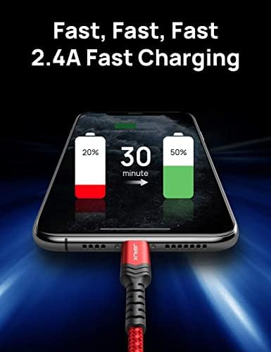 JSAUX 6 ft MFi Certified Lightning Cable for i Phone & i Pad – Durable Nylon Braided Fast Charging Cord, Compatible with i Phone 14/13/12/11/Xs Max/XR/8/7/6 s/6 Plus/SE – High-Speed Data Transfer in Stylish Blue Finish