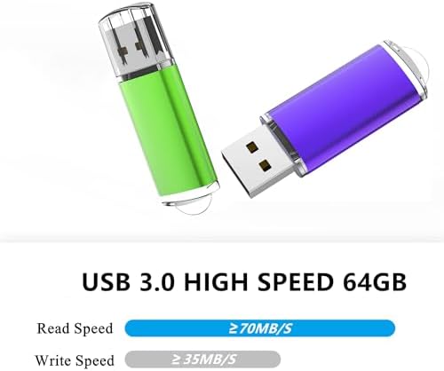 K&ZZ 5 Pack Multicolored 64 GB USB Flash Drives – High-Speed USB 2.0 Thumb Drives for Seamless Data Storage and Transfer – Ideal Portable Jump Drives for PC and Laptop Users – Vibrant and Durable Memory Stick Set for Effortless File Management