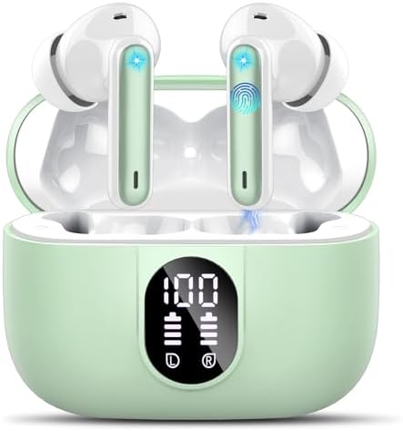 Elevate Your Audio Experience with Thunelec’s Vibrant Green Wireless Earbuds – Bluetooth 5.3 Headphones Featuring Ergonomic Comfort, High-Fidelity Stereo Sound, and Extended Battery Life for Active Lifestyles and On-the-Go Listening – Perfect for Workouts, Commutes, and Home Enjoyment