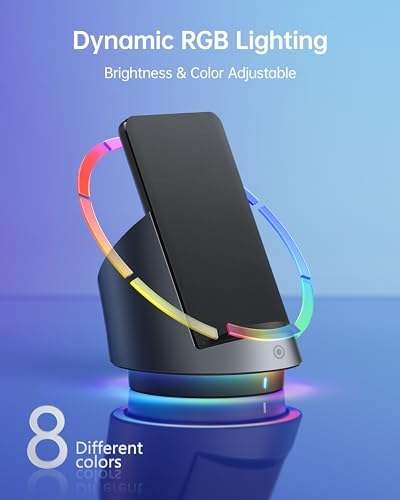 Revolutionary 3-in-1 Wireless Charging Station for Apple Devices – Fast Charging Hub for i Phone 15, 14, 13, 12, 11 Pro Max Plus, Apple Watch Series 1-9/Ultra, and Air Pods with Adjustable RGB Lighting and Rotating Design for Optimal Convenience and Enhanced Compatibility