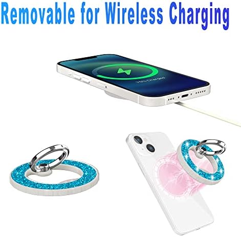 Magnetic Phone Ring Holder Stand – Adjustable Finger Grip with Enhanced Stability and Style for i Phone 12-15 Series – Collapsible Kickstand with Superior 80% Magnetic Strength, Sleek Blue Design for Wireless Charging Compatibility – Ultimate Protection and Versatile Angle Adjustment for Seamless Use