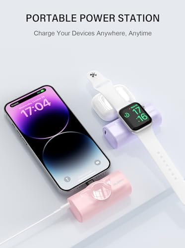 Travel Essentials Dual Mini Power Bank Set – 4500 m Ah Portable Charger for i Phone 14 & Apple Watch – Compact Fast Charging Solution in Sleek Black & White – Ideal Travel Accessory for On-the-Go Tech Users