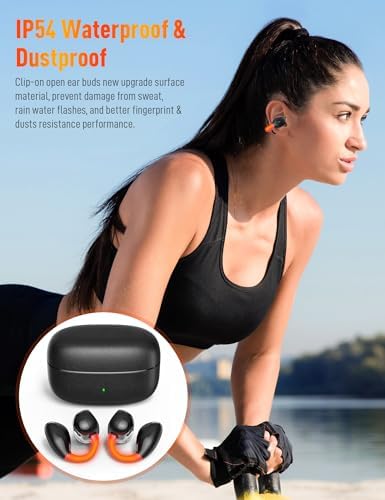 Revolutionary Bone Conduction Sports Earbuds with Integrated Night Safety Light – Advanced Bluetooth 5.3 Clip-On Headphones for Unmatched Comfort and Surrounding Awareness During Active Pursuits – Sweat-Resistant Design with Deep Stereo Bass, Ideal for i Phone 16 Series & Galaxy S24/S25 – Enhance Your Safety and Sound Experience!
