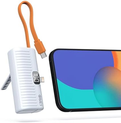 ONES Portable Power Bank 5000 m Ah – Ultra Compact Fast Charger with LED Display for i Phone & Samsung | Mini Backup Battery Pack with Lightning Plug & USB-C Cable | Essential Emergency Phone Charger for On-the-Go Lifestyle ONES Portable Power Bank 5000 m Ah – Ultra Compact Fast Charger with LED Display for i Phone & Samsung | Mini Backup Battery Pack with Lightning Plug & USB-C Cable | Essential Emergency Phone Charger for On-the-Go Lifestyle