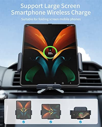 Fast Charging Wireless Car Charger for Samsung Galaxy Z Fold 6/5/4/3 – Auto-Clamping Air Vent and Dashboard Mount with Dual Coils for Optimal Efficiency – Essential Qi-Compatible Accessory for Seamless Navigation and Enhanced Convenience