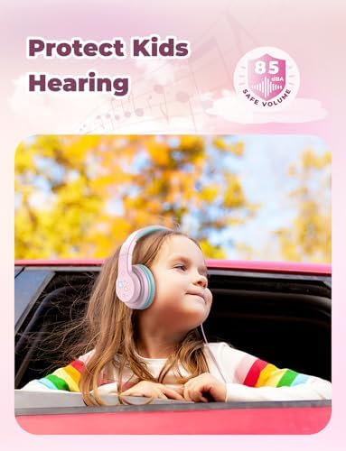 i Clever Kids Headphones: Safe 85 d B Volume-Limited Over-Ear Stereo Sound for Children – Foldable, Lightweight, and Compatible with i Pads and Computers for Easy Travel and Learning