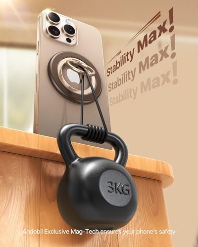 Ultimate Double-Sided Magnetic Phone Grip for Mag Safe – Enhanced Stability with 20 N55 Magnets, 360° Rotating Stand, Anti-Fall Design, and Universal Compatibility for i Phone 16, 15, 14, 13, 12 Pro Max – Perfect for Hands-Free Use and Multitasking