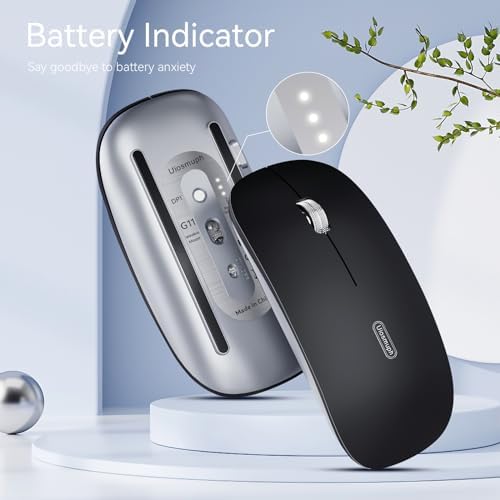 Elevate Your Computing with the Uiosmuph G11 Wireless Mouse – Stylish Purple Slim Design, USB C Rechargeable & Silent Click Technology for Effortless Precision and Comfort on Laptop, Mac, and PC