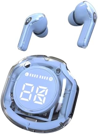 Baby Blue Crystal Earbuds – Immerse Yourself in Chic Audio Elegance with Luxurious Sound Quality & Stylish Transparent LED Charging Case – Advanced Wireless Connectivity & Quick Charge Technology for Seamless Listening Experience
