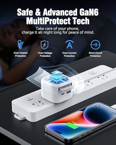 Versatile 3-Port USB Wall Charger with 39.4-Inch Retractable Type C Cable – 35 W Fast Charging Adapter for i Phone 16/15 Pro Max, i Pad, Galaxy, Pixel – Compact Travel Essential for Universal Device Compatibility