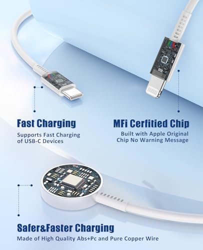 Ultimate 3-in-1 Fast Charging Cable for Apple Devices – 20 W USB-C Charger with 6 FT Length for Seamless Compatibility with Apple Watch Ultra2/SE/10/9/8/7/6/5/4/3 & i Phone 15/16 Pro Max/14/13/12/11 – Elegant White Design for Effortless Organization and Rapid Charging Efficiency