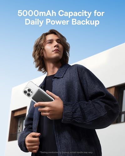 Baseus Picogo 5000 m Ah Ultra-Slim Magnetic Power Bank – Card-Sized Wireless Fast Charger for i Phone 16/15/14/13/12, Lightweight Alloy Battery Pack with USB-C Braided Cable for Effortless On-the-Go Charging