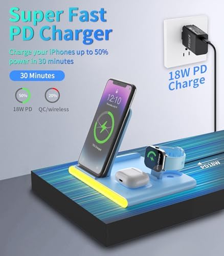 Ultimate 4-in-1 Foldable Wireless Charging Station: Fast Charger for i Phone 11-16, Apple Watch, Air Pods & Galaxy S9-S23 – Portable, Space-Saving Dock with Adapter in Sleek Black for Enhanced Compatibility and Quick Power-Up Solutions