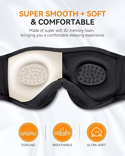 Ultimate Bluetooth Sleep Mask with Built-In Headphones – Perfect for Side Sleepers Seeking Uninterrupted Relaxation – Advanced Wireless Eye Cover for Enhanced Sleep Quality – Soft, Breathable Fabric for All-Night Comfort – Rechargeable Battery for Extended Playback – Ideal Travel Companion for Music Lovers and Restful Sleep