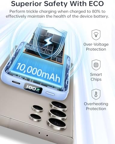 Magnetic 10,000 m Ah Portable Power Bank – Ultimate Wireless Charger with Built-In Cables for Fast 22.5 W Charging – Travel-Friendly, Compatible with i Phone 16/15/14/13/12, Samsung S22/S21, Google Devices, and i Pad – Effortless Charging on the Go