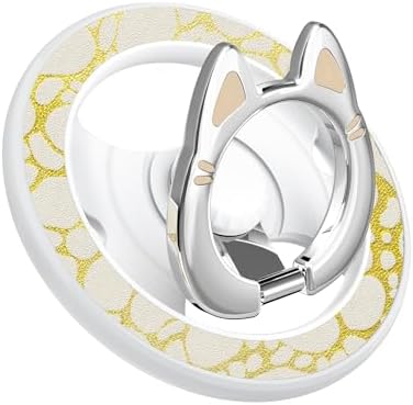 Adorable Cartoon Cat Magnetic Phone Ring Holder for i Phone 12-16 Series – Adjustable Stand & Removable Snap for Effortless Hands-Free Use – Enhanced Wireless Charging Capability & Secure Grip, Perfect for On-The-Go Fun
