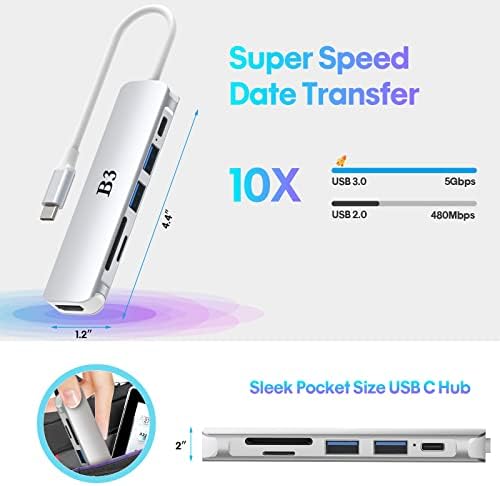 Maximize Your Device Connectivity with Our 7-in-1 USB C Hub to HDMI Adapter – High-Speed Multi-Port Dongle for Mac Book Pro, i Pad Pro, Surface & More – 4 K HDMI Output, 100 W Power Delivery, USB 3.0/2.0, SD/TF Card Readers for Effortless Data Transfer and Enhanced Productivity – Ideal for Professionals & Creatives Seeking Reliable Performance and Seamless Multi-Device Integration