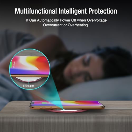 TOZO 2025 Upgraded 15 W Max Fast Wireless Charging Pad – Sleek Rose Red Design for i Phone 16/15/14/13/12 Series & Samsung Galaxy S24/S23/S22 – Ultimate Wireless Power Solution for Busy Lifestyles – Efficient, Portable & Compatible Charging Experience