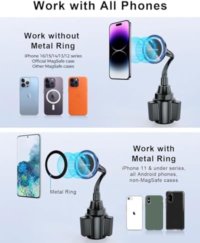 Revolutionize Your Driving Routine with the SUPERONE Mag Safe Car Cup Holder Phone Mount – Featuring 20 Ultra-Strong Magnets and an Adjustable Gooseneck for Ultimate Compatibility with i Phone 16, 15, 14, 13, 12 Series and All Smartphones – Experience Enhanced Stability, Easy Installation, and Hands-Free Navigation for a Safer Journey