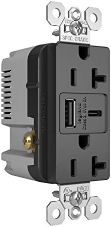 Legrand Pass & Seymour TR15 USBAC6 15 Amp Tamper-Resistant Duplex Outlet with Ultra-Fast 6.0 A USB A/C Charging Ports – Ideal Commercial and Residential Solution for Rapid Device Power-Up in Elegant Brown Finish
